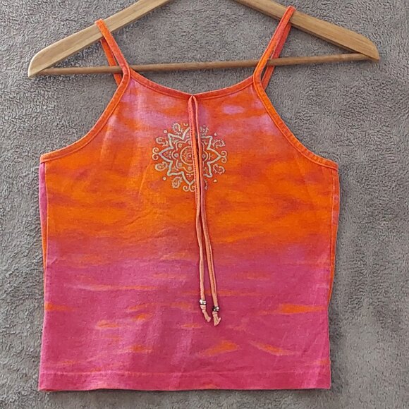 VTG Ombre Boho Tank Top – Tie Back Orange & Pink, Girls Size 10/12 Summer Style - Picture 1 of 5